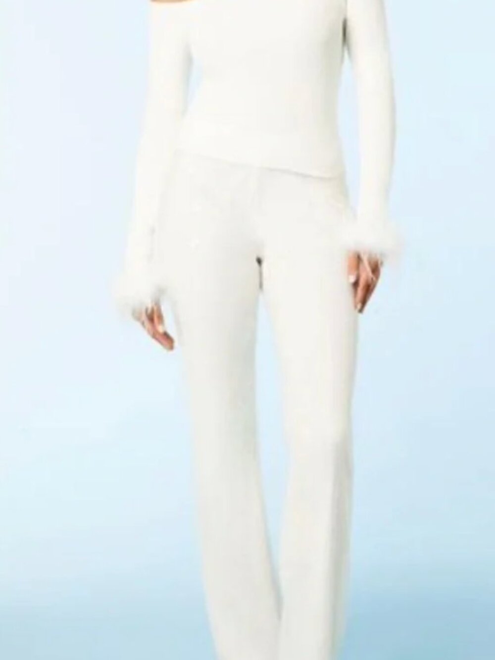 Forever 21 White Sequin Flare Pants - Medium